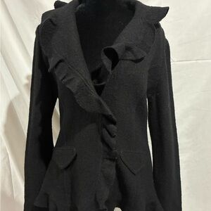 Elegant Black Ruffled Women's Jacket